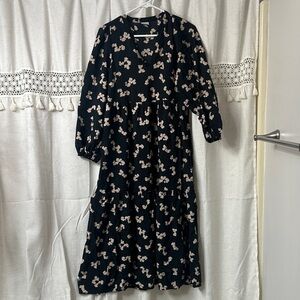 a new day Black Maxi Dress with Light Pink Floral Print